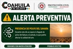 EMITE SUBSECRETARÍA DE PROTECCIÓN CIVIL ALERTA POR PRESENCIA DE POLVO DEL SAHARA EN COAHUILA