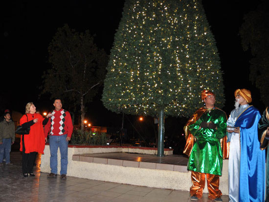 Enciende alcalde Raúl Vela pino navideño 