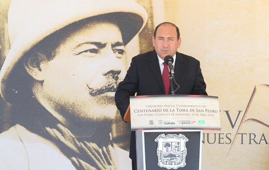 Encabeza el gobernador Rubén Moreira ceremonia del Centenario de la Toma de San Pedro 