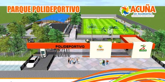 Inicia el alcalde Evaristo Lenin Pérez construcción de parque “Poli-Deportivo” en Acuña 