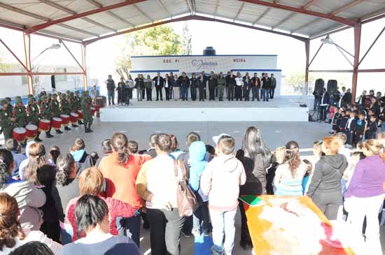 Recibe Primaria de la Col. Oscar Flores Tapia Brigada Escolar, y desarrollan lunes cívico 