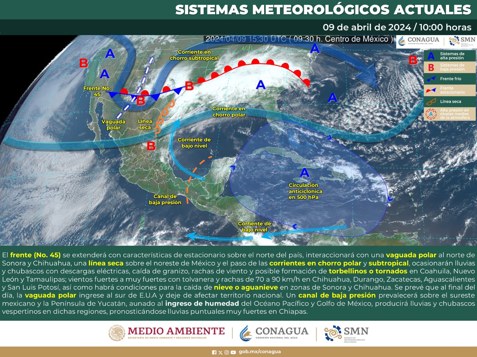 FRENTE FRÍO 45 GENERARÁ FUERTES RACHAS DE VIENTO EN COAHUILA