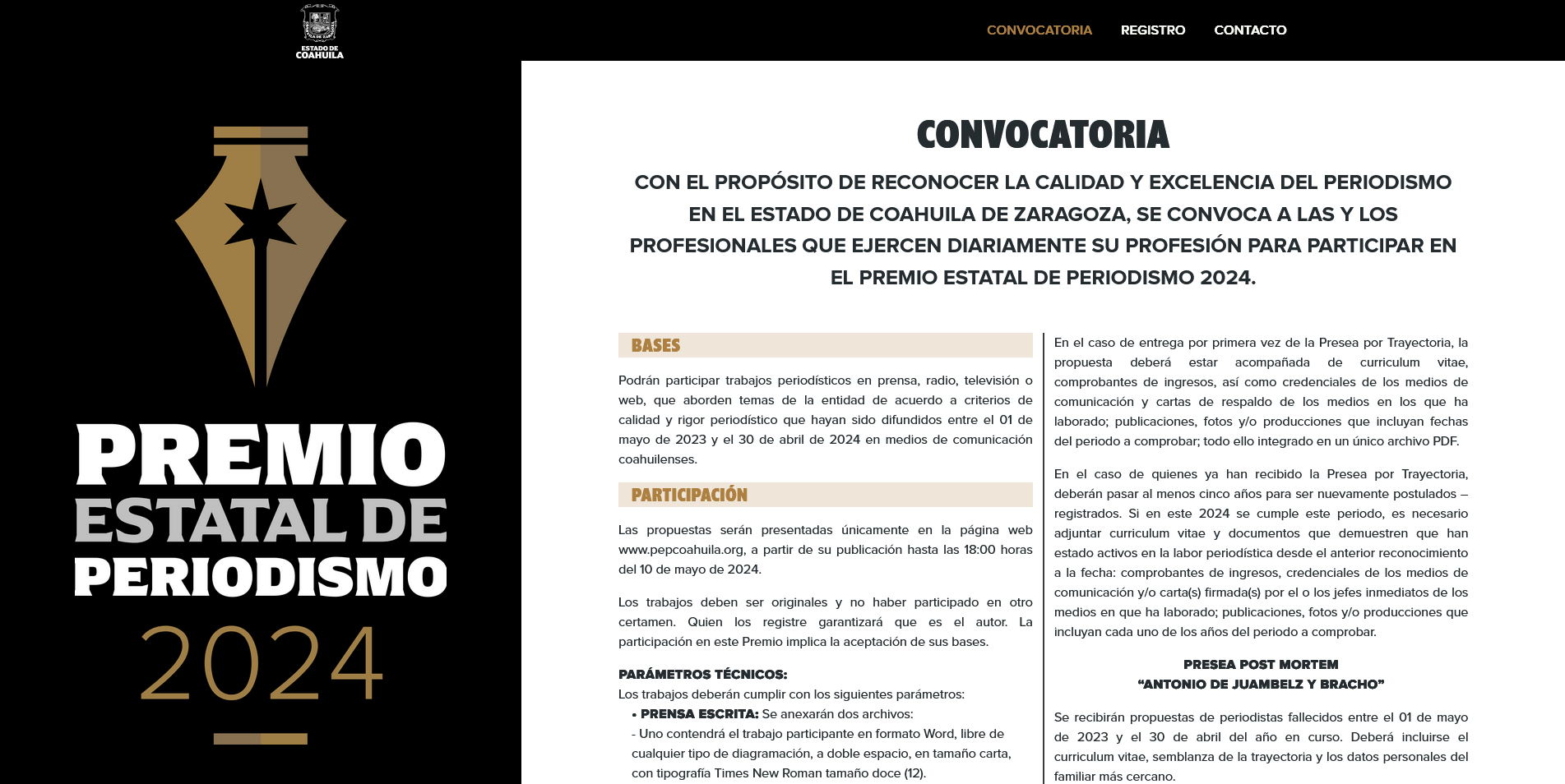 Convocatoria Premio de Periodismo 2024.