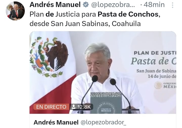 Lo más importante en Pasta de Conchos es que se haga justicia: presidente AMLO