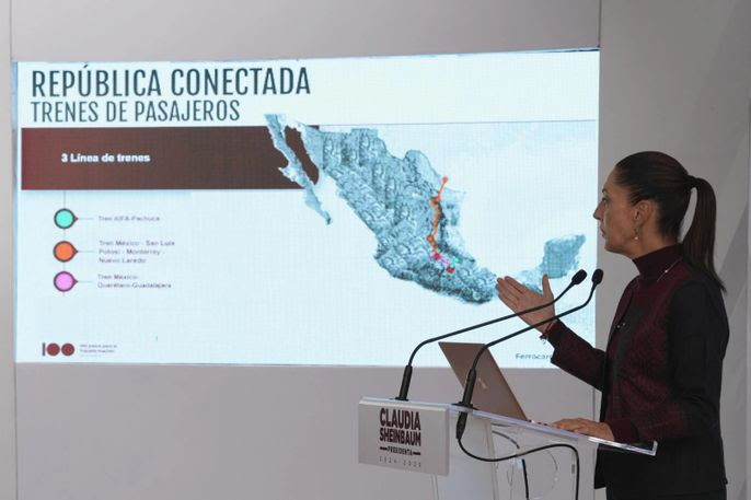 CLAUDIA SHEINBAUM PRESENTA TRES NUEVAS RUTAS DEL TREN DE PASAJEROS