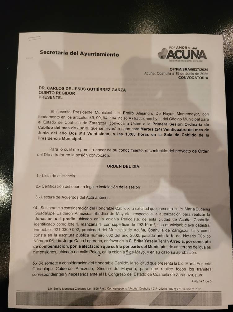 Preside el alcalde Lic. Emilio De Hoyos segunda Sesión Ordinaria de Cabildo del mes de junio
