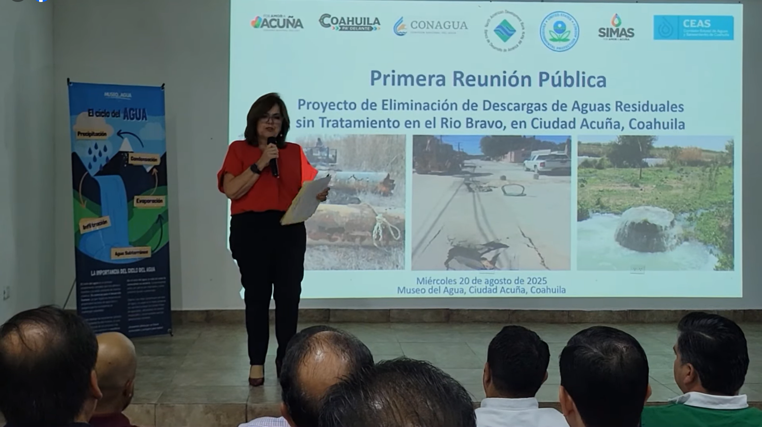 La Síndico Maru Calderón clausura la reunión pública a que convocaron SIMAS de Acuña, el NADBANK y la Presidencia Municipal de Acuña