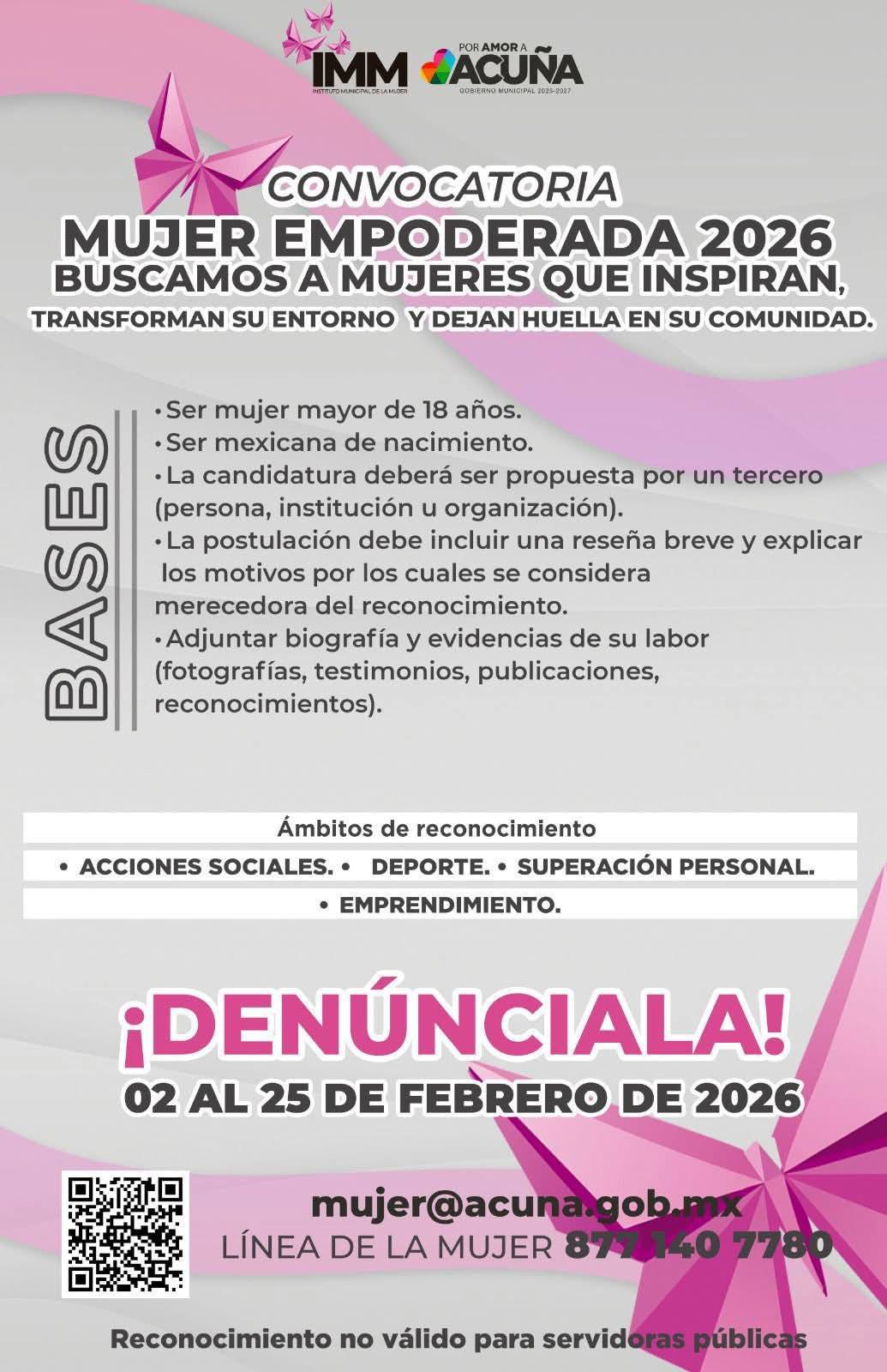 POR CERRAR CONVOCATORIA MUJER EMPODERADA 2026