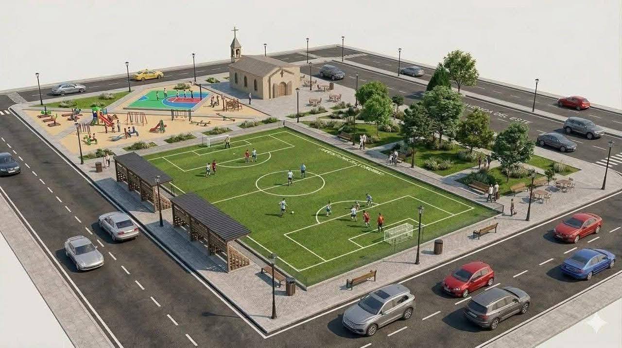 DAN BANDERAZO DE INICIO A LA CONSTRUCCIÓN DE CANCHA DE PASTO SINTÉTICO EN COLONIA COLINAS DEL VALLE