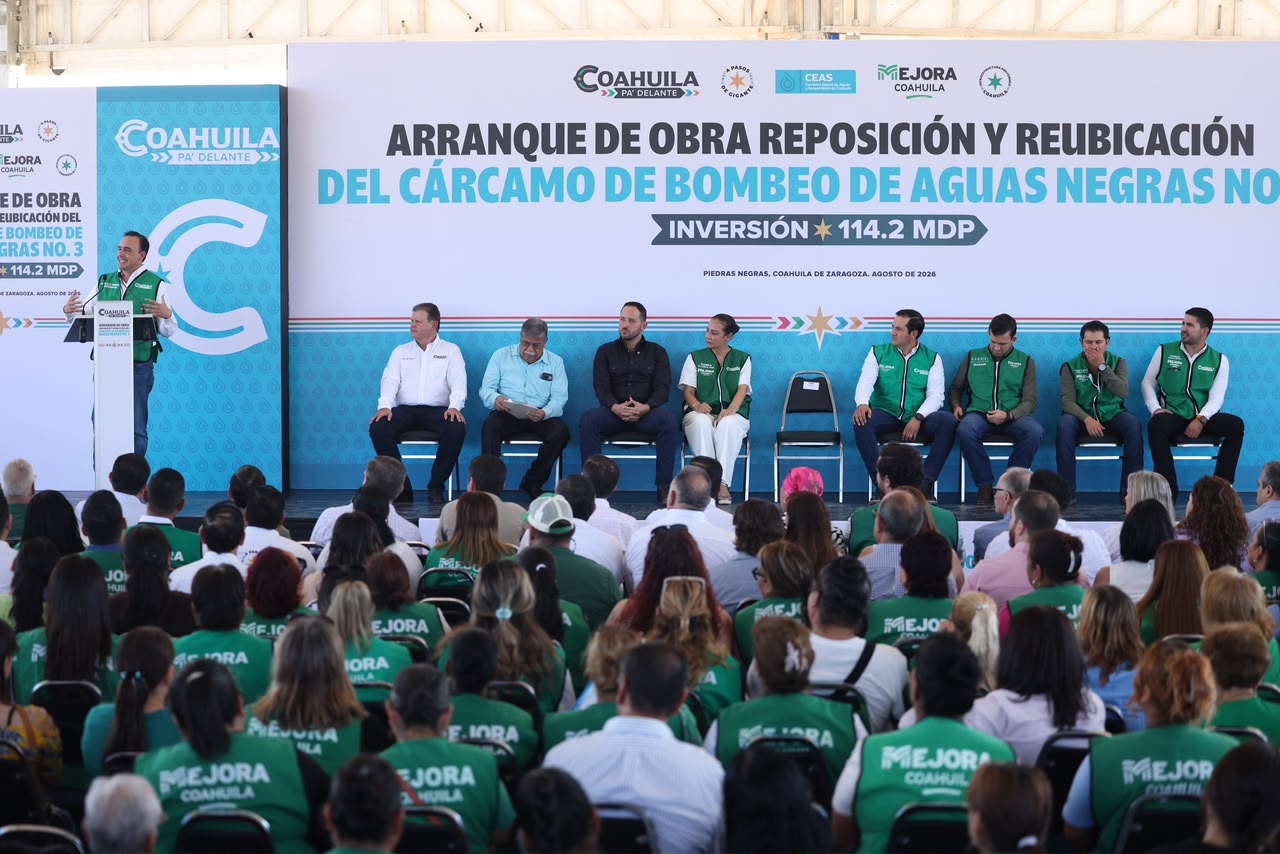 LLEGA MANOLO A PIEDRAS NEGRAS CON 155 MDP PARA DRENAJE Y TRATAMIENTO DE AGUA